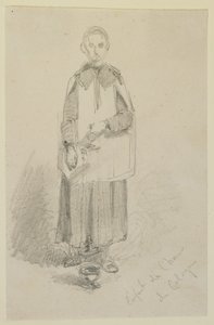ケルン合唱団の子供、1858年（白い紙に鉛筆） 作： James Abbott McNeill Whistler